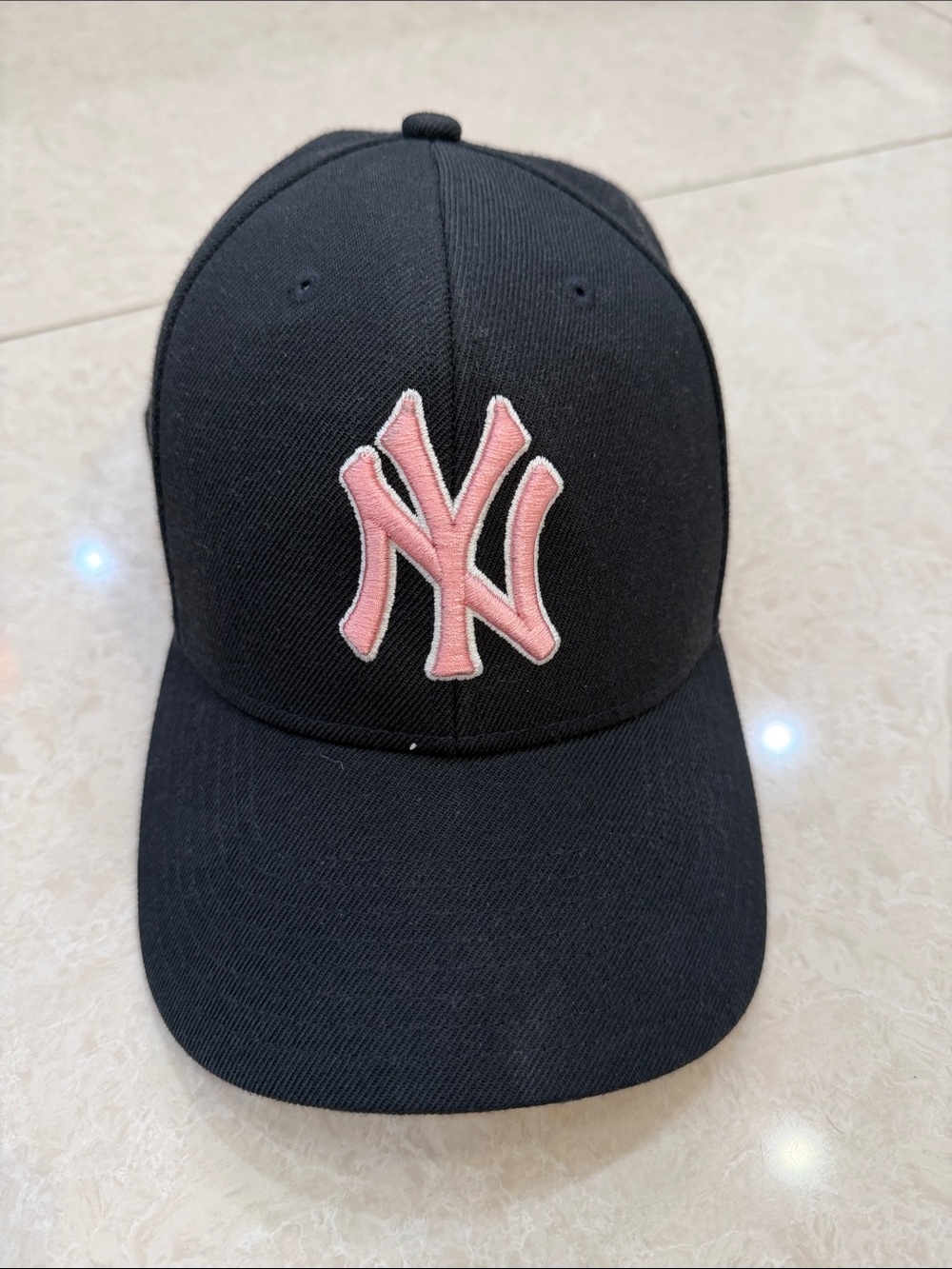 Black Women's Baseball Cap with Pink NY Logo